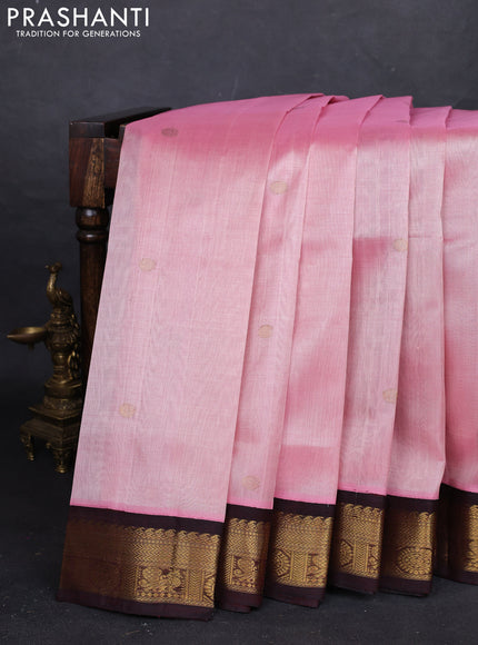 Pink & Maroon Silk Cotton Korvai - Buttas