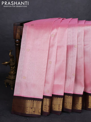 Pink & Maroon Silk Cotton Korvai - Buttas