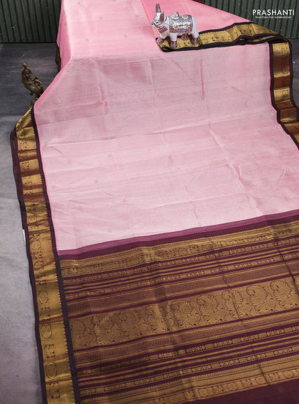 Pink & Maroon Silk Cotton Korvai - Buttas