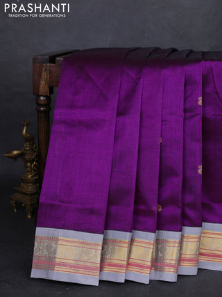 Purple & Grey Silk Cotton Korvai - Buttas