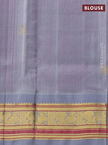 Purple & Grey Silk Cotton Korvai - Buttas