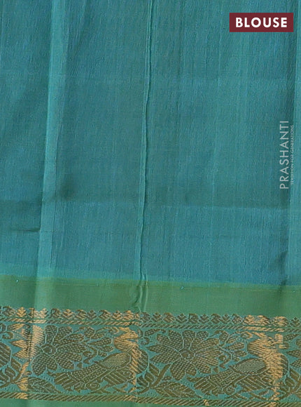 Blue & Teal Blue Silk Cotton Korvai - Buttas