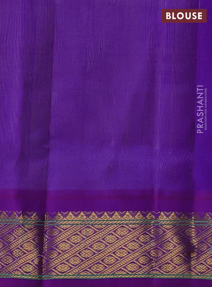 Cream & Purple Silk Cotton Korvai - Buttas