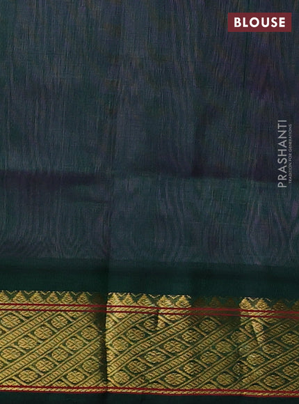 Lotus Pink & Bottle Green Silk Cotton Korvai - Buttas