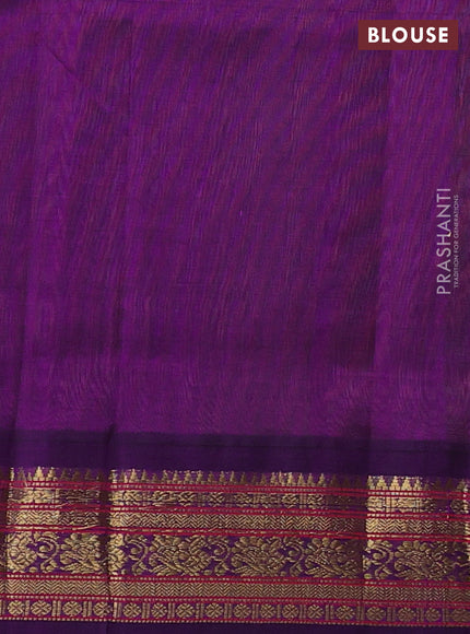 Sandal & Purple Silk Cotton Korvai Saree