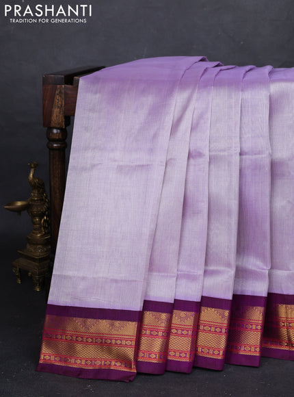 Lavender & Purple Silk Cotton Korvai Saree