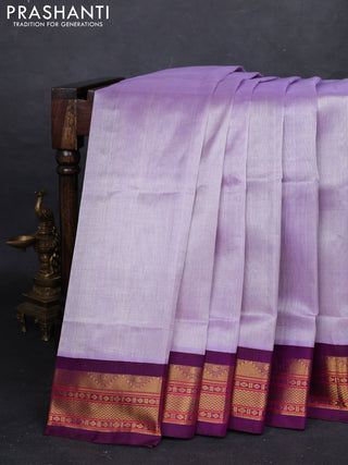 Lavender & Purple Silk Cotton Korvai Saree