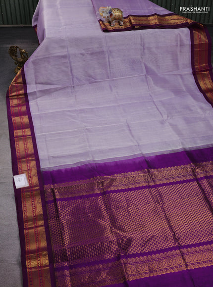 Lavender & Purple Silk Cotton Korvai Saree