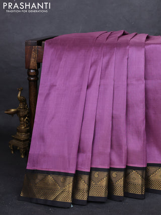 Purple & Black Silk Cotton Korvai Saree