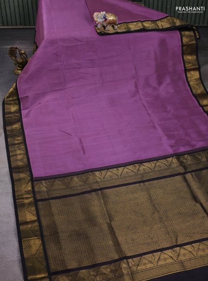 Purple & Black Silk Cotton Korvai Saree