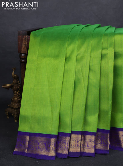 Green & Violet Silk Cotton Korvai Saree