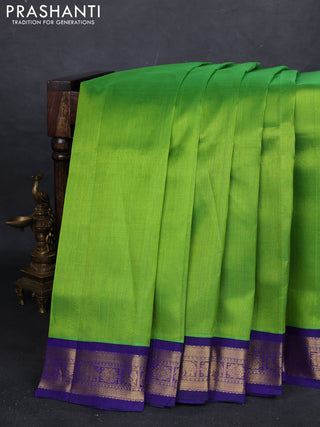 Green & Violet Silk Cotton Korvai Saree