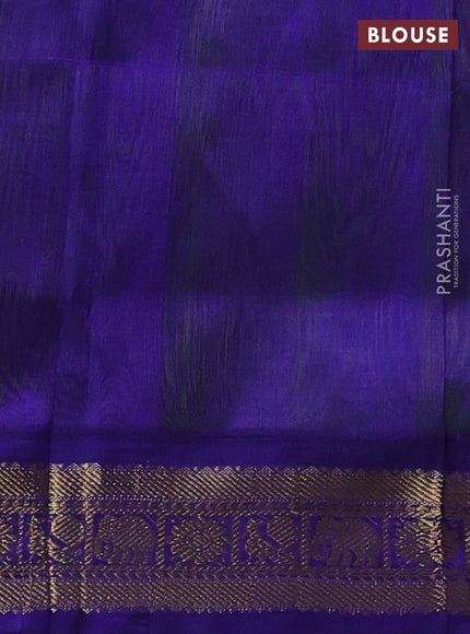 Green & Violet Silk Cotton Korvai Saree