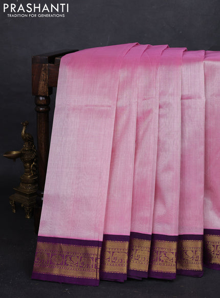 Pink & Purple Silk Cotton Korvai Saree