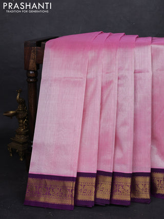 Pink & Purple Silk Cotton Korvai Saree