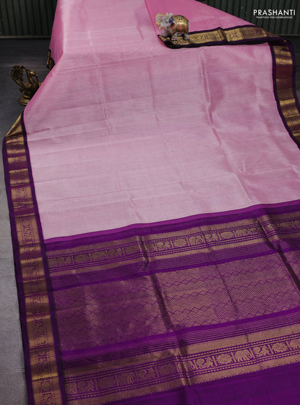 Pink & Purple Silk Cotton Korvai Saree