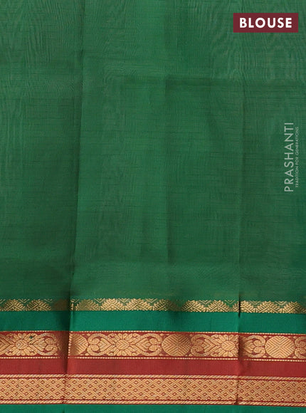 Peach & Green Silk Cotton Korvai - Checks