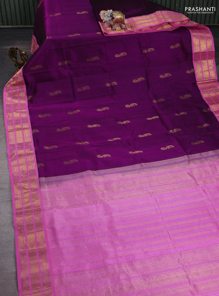 Purple & Pink Silk Cotton Korvai - Buttas