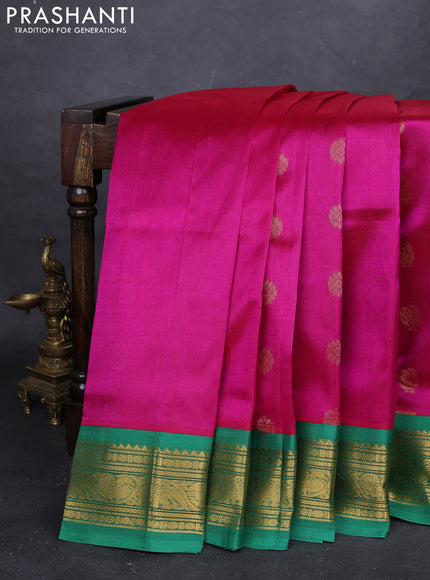 Pink & Green Silk Cotton Korvai - Buttas
