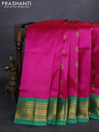 Pink & Green Silk Cotton Korvai - Buttas
