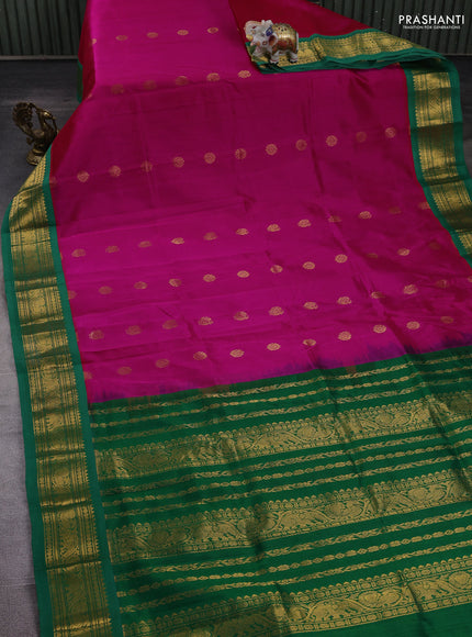 Pink & Green Silk Cotton Korvai - Buttas