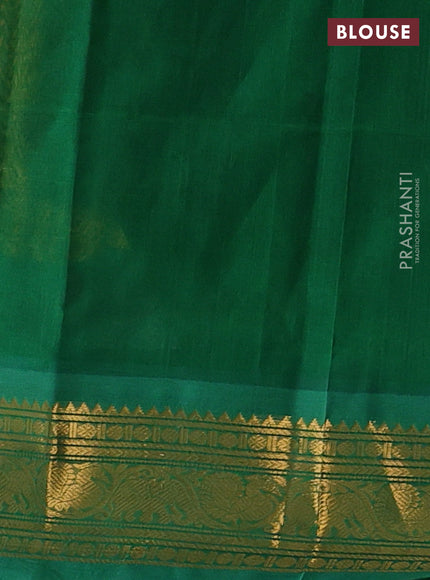 Mustard Yellow & Green Silk Cotton Korvai Saree