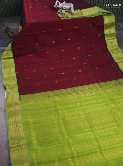 Maroon & Green Silk Cotton Korvai Saree