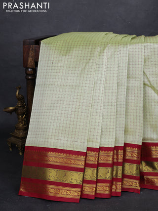 Pista Green & Maroon Silk Cotton Korvai Saree