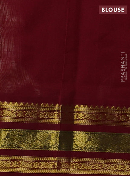 Pista Green & Maroon Silk Cotton Korvai Saree