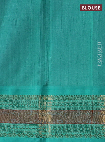 Purple & Teal Blue Silk Cotton Korvai Saree