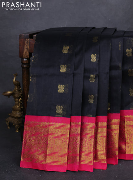 Black & Pink Silk Cotton Korvai - Buttas