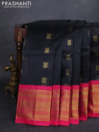 Black & Pink Silk Cotton Korvai - Buttas