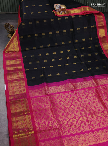 Black & Pink Silk Cotton Korvai - Buttas
