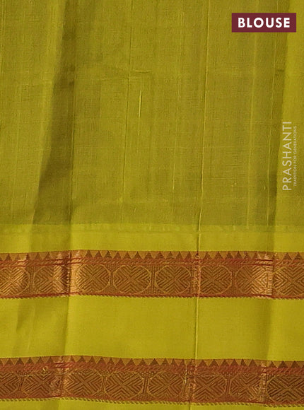 Purple & Lime Green Silk Cotton Korvai - Checks
