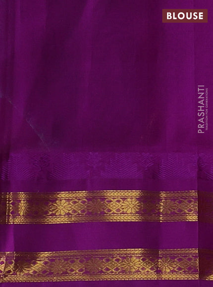 Teal Blue & Pink Silk Cotton Korvai - Vairaosi