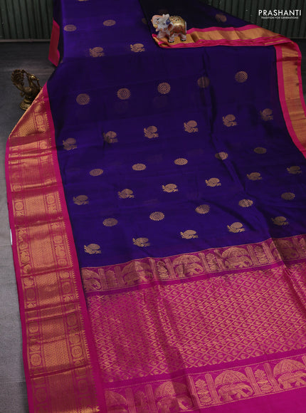 Violet & Pink Silk Cotton Korvai - Buttas