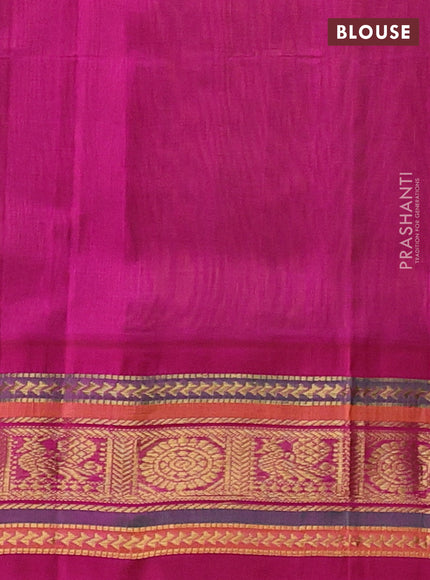 Green & Pink Silk Cotton Korvai Saree