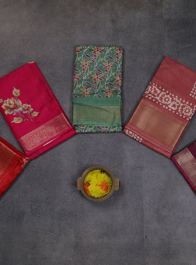 Multi Colour & Multi Design Semi Dola - Pack Of 5
