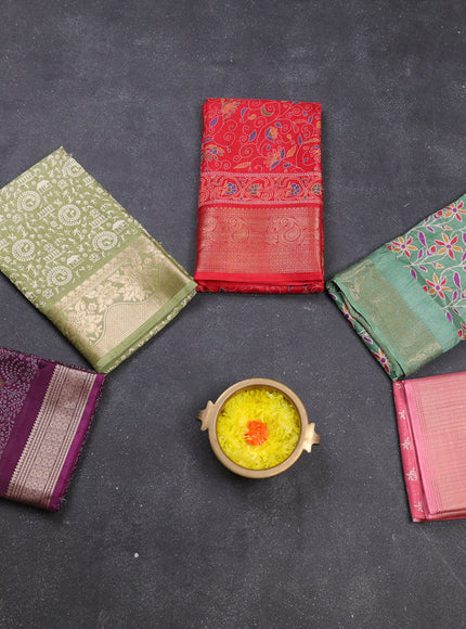 Multi Colour & Multi Design Semi Dola - Pack Of 5