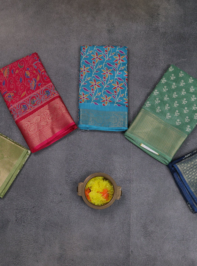 Multi Colour & Multi Design Semi Dola - Pack Of 5