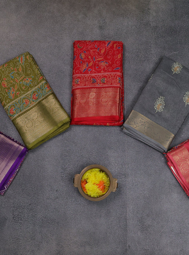 Multi Colour & Multi Design Semi Dola - Pack Of 5