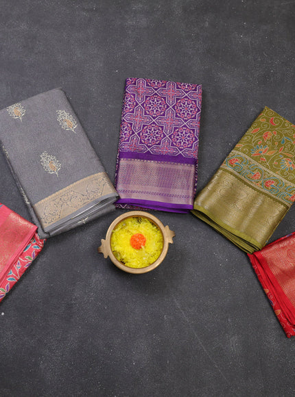 Multi Colour & Multi Design Semi Dola - Pack Of 5