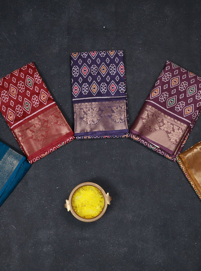 Multi Colour & Multi Design Semi Dola - Pack Of 5