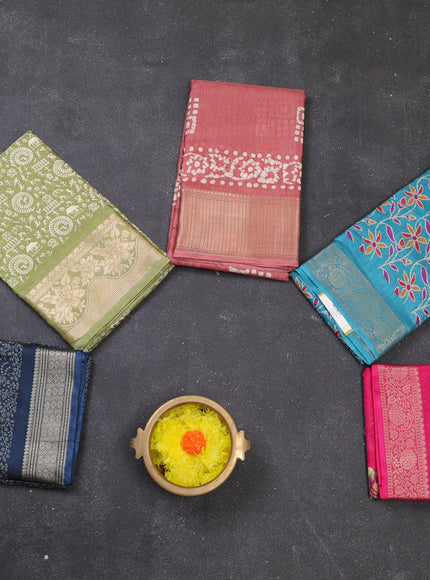 Multi Colour & Multi Design Semi Dola - Pack Of 5