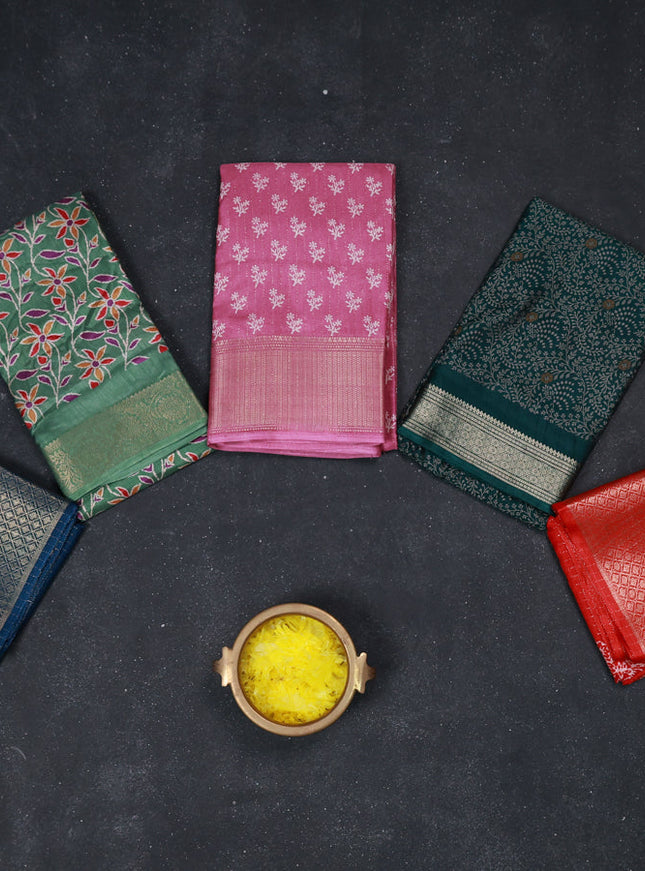 Multi Colour & Multi Design Semi Dola - Pack Of 5