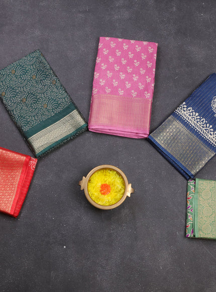 Multi Colour & Multi Design Semi Dola - Pack Of 5