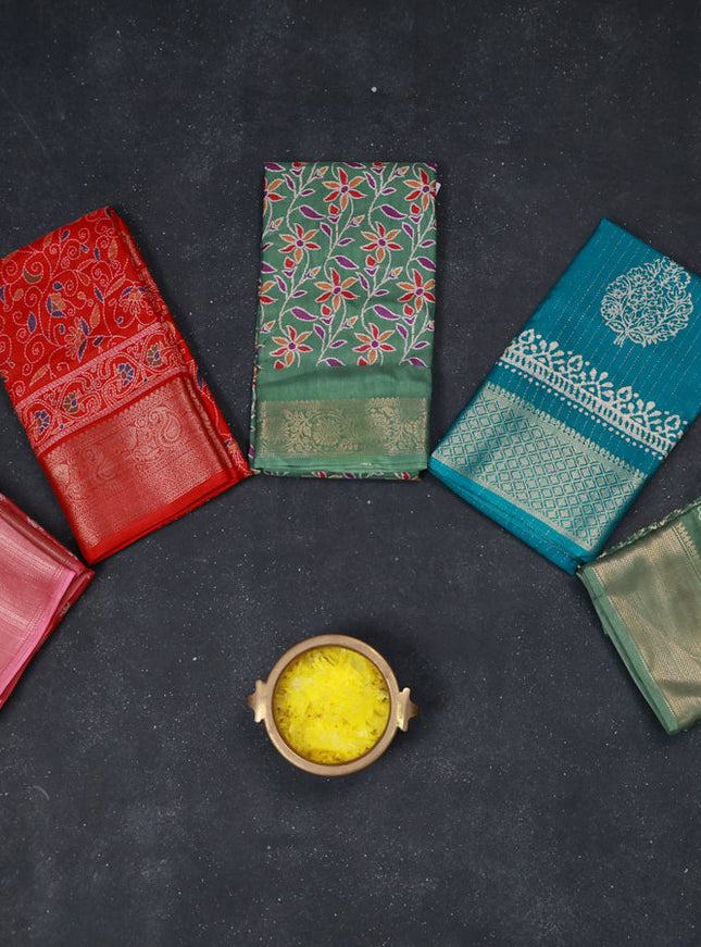Multi Colour & Multi Design Semi Dola - Pack Of 5