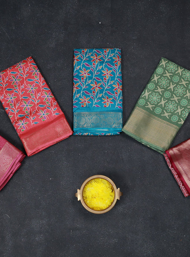 Multi Colour & Multi Design Semi Dola - Pack Of 5