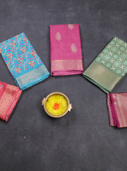 Multi Colour & Multi Design Semi Dola - Pack Of 5