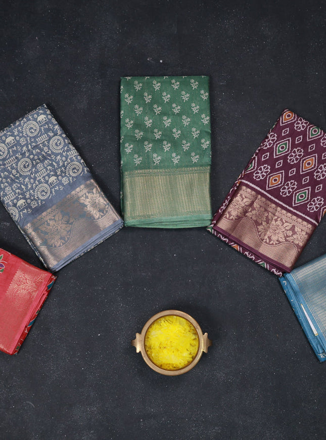 Multi Colour & Multi Design Semi Dola - Pack Of 5